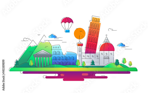 Italy - vector line travel illustration