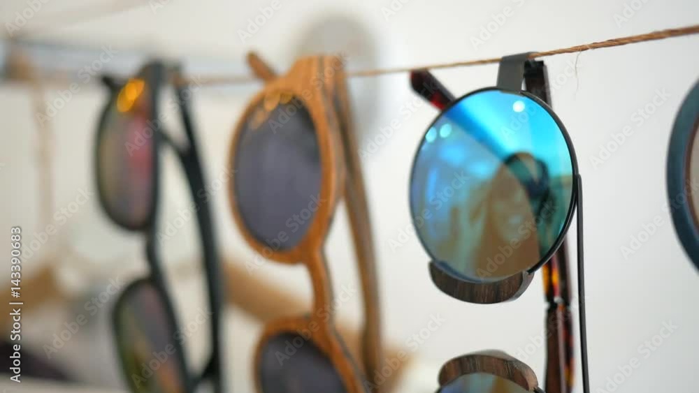 Beautiful Sunglasses Mirror Reflection of Young Caucasian Hipster Girl in Shopping Mall. HD Slowmotion. Beautiful Sunglasses Mirror Reflection of Young Caucasian Hipster Girl in Shopping Mall. HD Slowmotion.