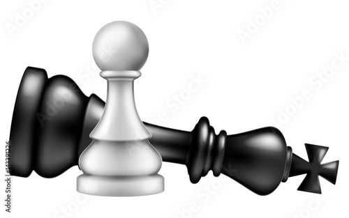 Pawn takes King, vector illustration.