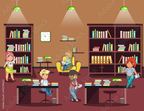 Library interior with people