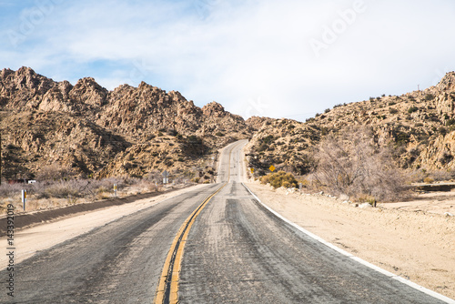 Endless road In Joshua Tree California