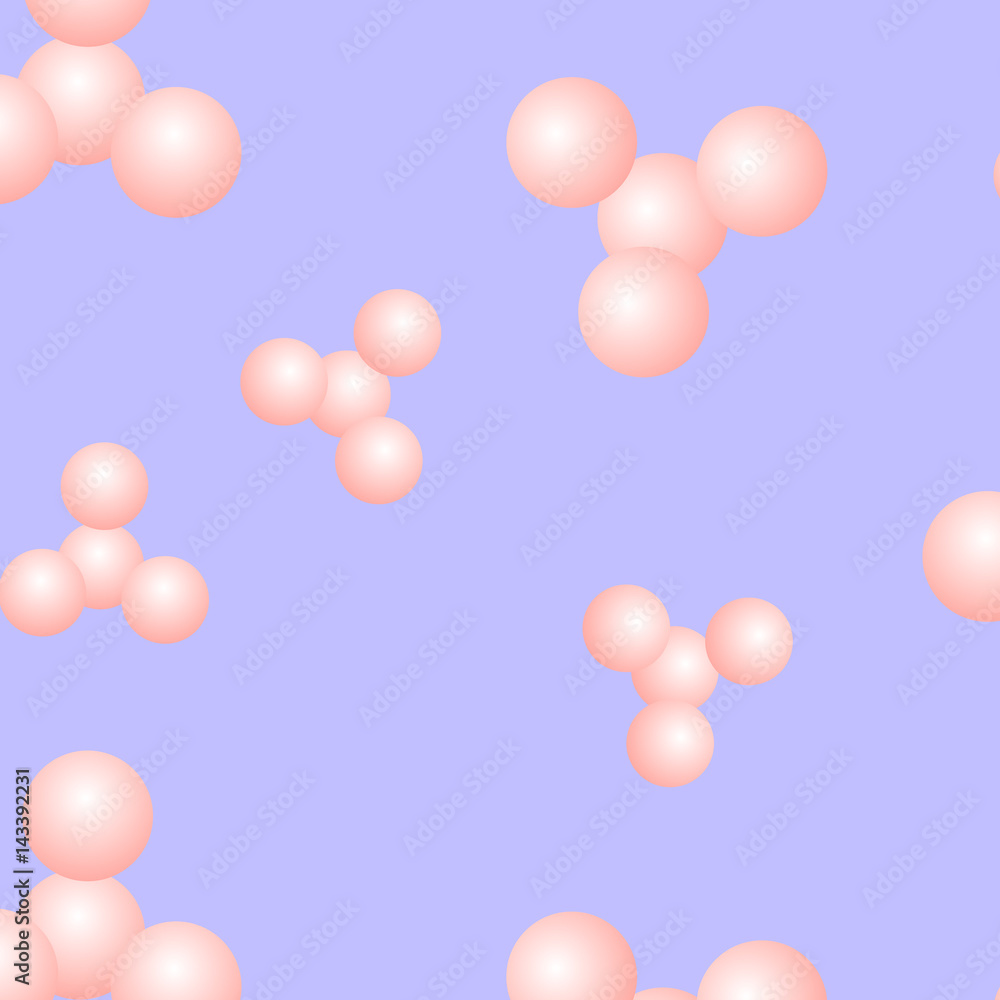 орнамент с молекулами на голубом фоне, векторная иллюстрация