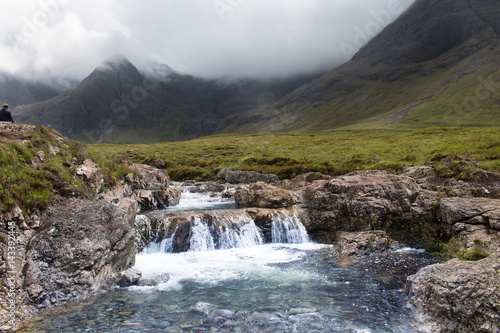 Fairy Pools near Glenbrittle at the foot of the Black Cuillin Mountains on the Isle of Skye in the Highlands of Scotland