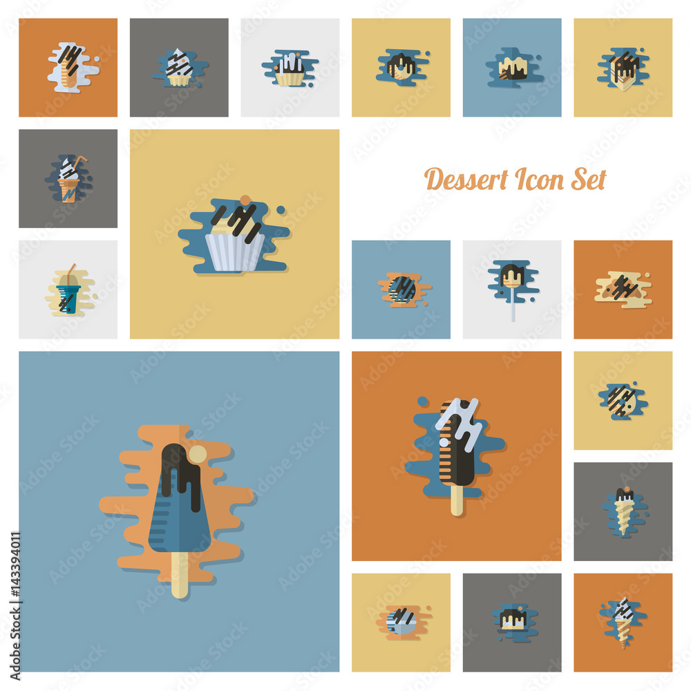 Dessert Icon Set in Modern Flat Design Style Dessert Icon Set in Modern Flat Design Style