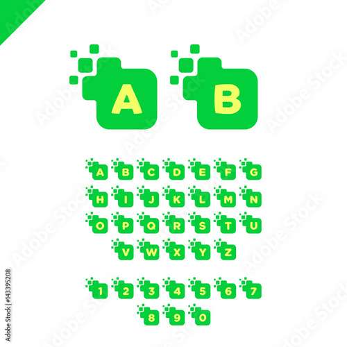 Business corporate square letter font logo design vector. Colorful digital letter alphabet template for technology. Pixel logotype