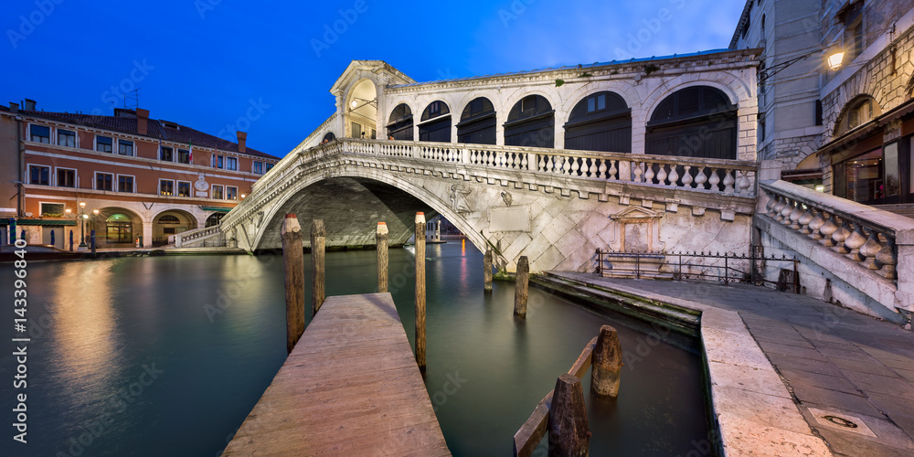 Grand Canal and Rialto Bridge at Dawn, Venice, Italy