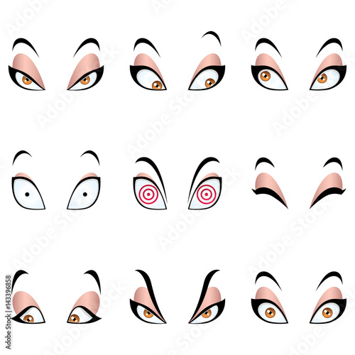 Set of cartoon eyes isolated on wight background. Vector illustration.