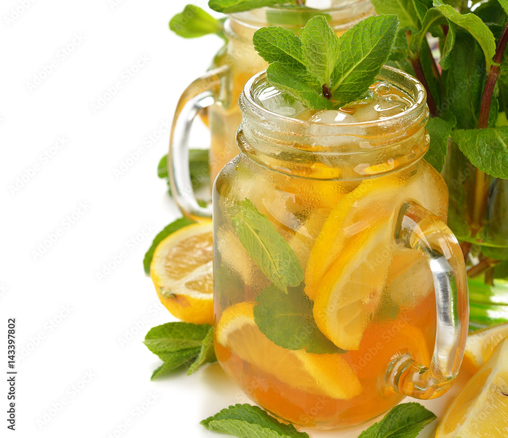 Refreshing tea with lemon and mint Refreshing tea with lemon and mint