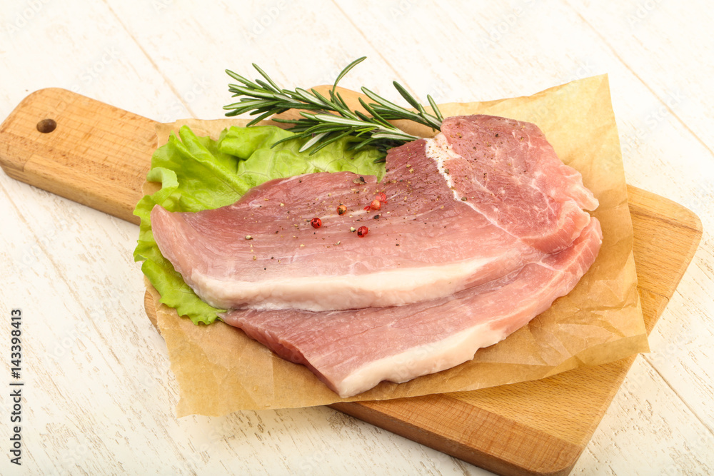 Raw pork steak