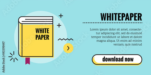 Download whitepaper with call to action button.  Modern line art banner for apps and websites Vector illustration