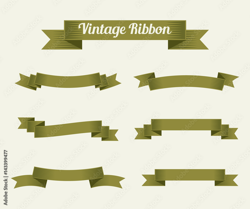vintage ribbon set. vector, illustration.