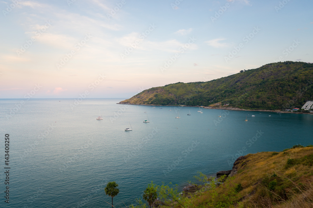 Beautiful over view of Andaman sea from the view point Phuket southern of Thailand , for background and texture. Tropical sea scenery. Beautiful over view of Andaman sea from the view point Phuket southern of Thailand , for background and texture. Tropical sea scenery.