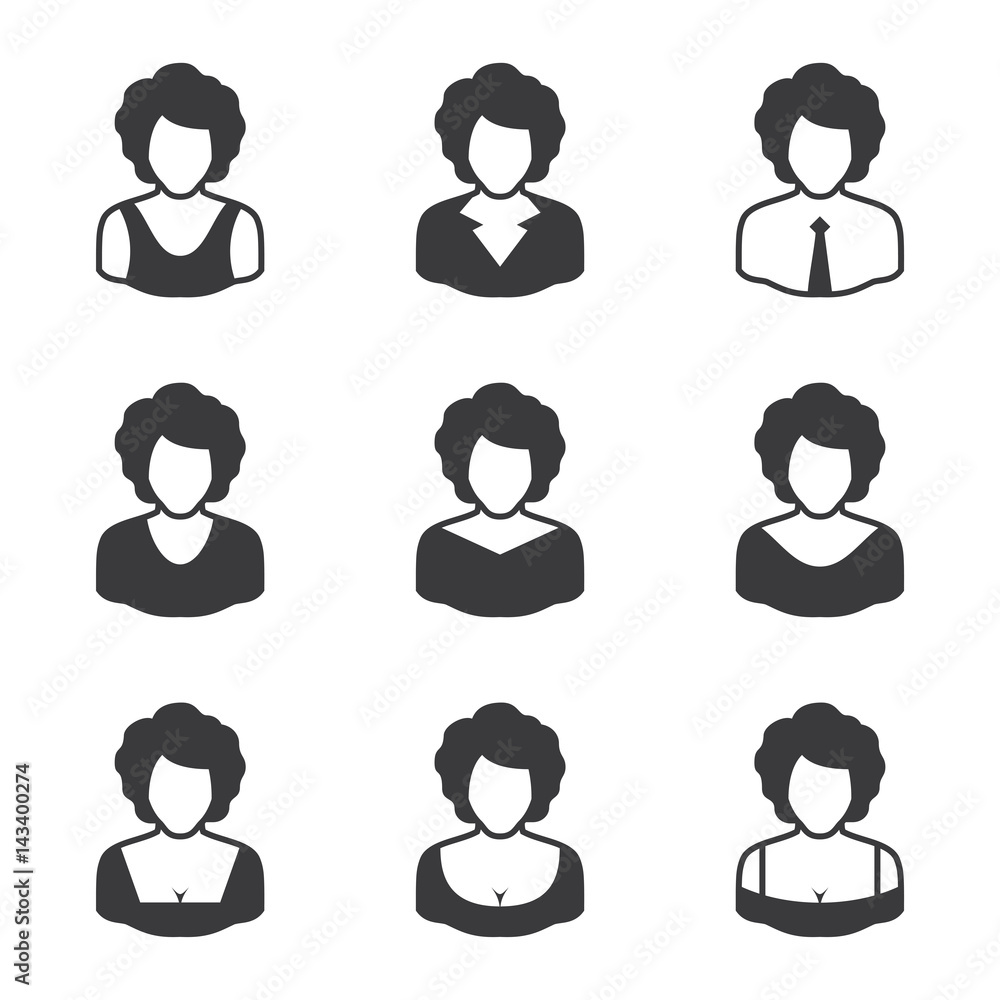 Set of avatars icons - women Set of avatars icons - women