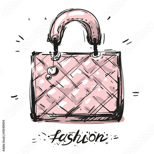 bag fas, hion hand drawn sketchvector illustration