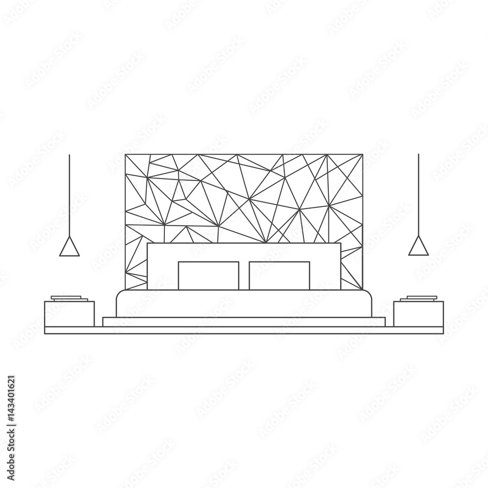 Bedroom design in high tech style. Bedroom design in high tech style.