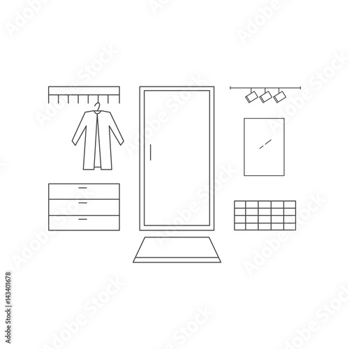 Hallway line vector illustration.