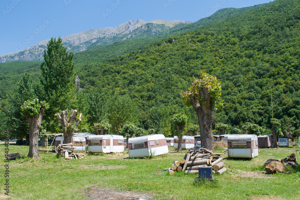 Caravan Park at Ljubanishta on the shores of Lake Ohrid, Republic of Macedonia