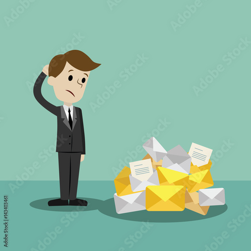 Businessman or manager finding himself going to be busy. A lot of emails