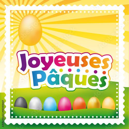 Joyeuses Pâques ! Carte en français.