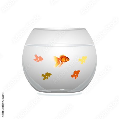 рыбки в аквариуме на белом фоне, векторная иллюстрация