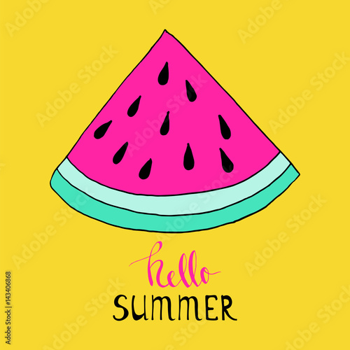Hand drawn slice of watermelon