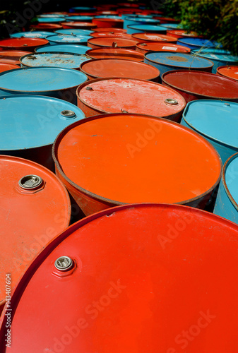 colorful of old oil tanks.