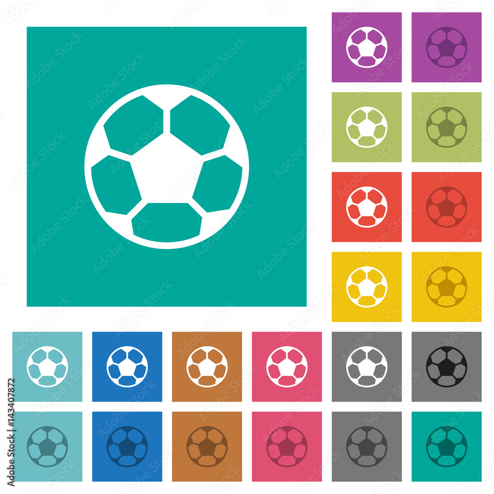 Soccer ball square flat multi colored icons Soccer ball square flat multi colored icons