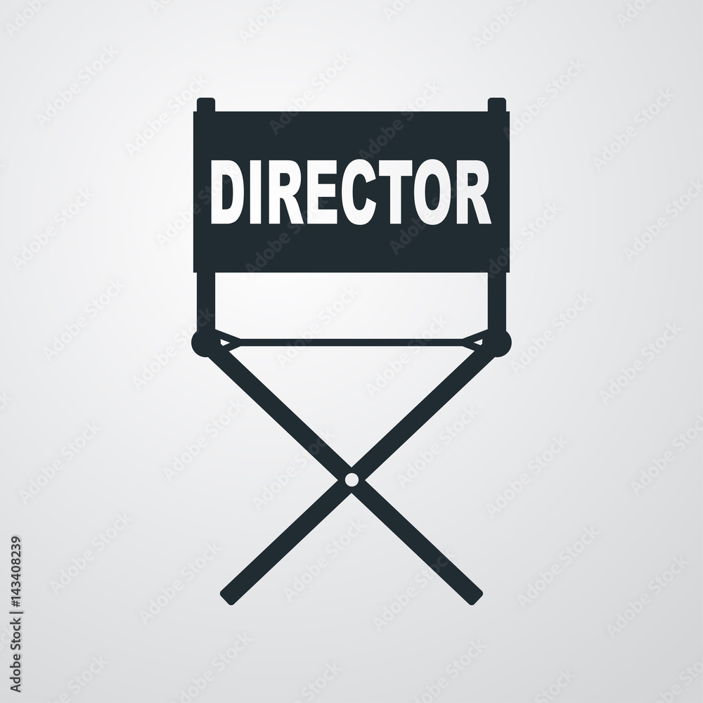 Icono plano silla de director en fondo degradado Icono plano silla de director en fondo degradado