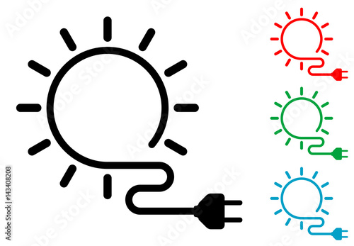 Icono plano energia solar varios colores