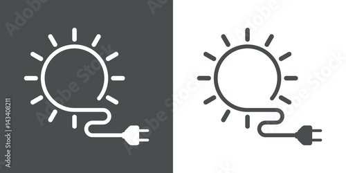 Icono plano energia solar gris y blanco