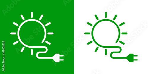 Icono plano energia solar verde y blanco