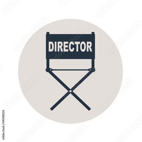 Icono plano silla de director en circulo gris