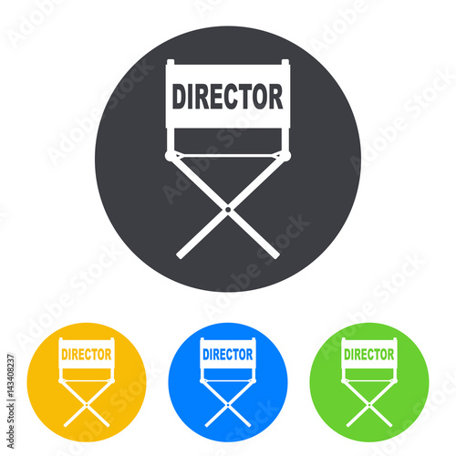 Icono plano silla de director en circulo varios colores