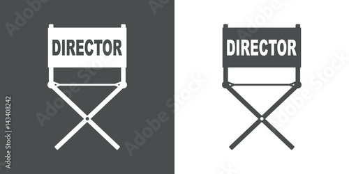 Icono plano silla de director gris y blanco
