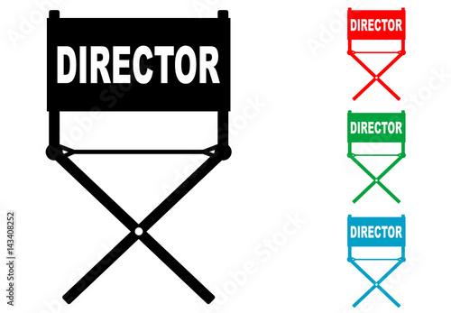 Icono plano silla de director varios colores