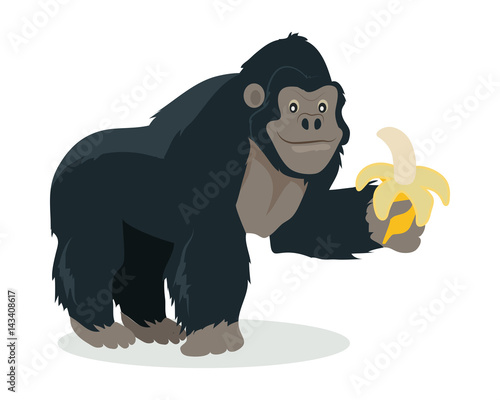 Gorilla Cartoon Icon in Flat Design
