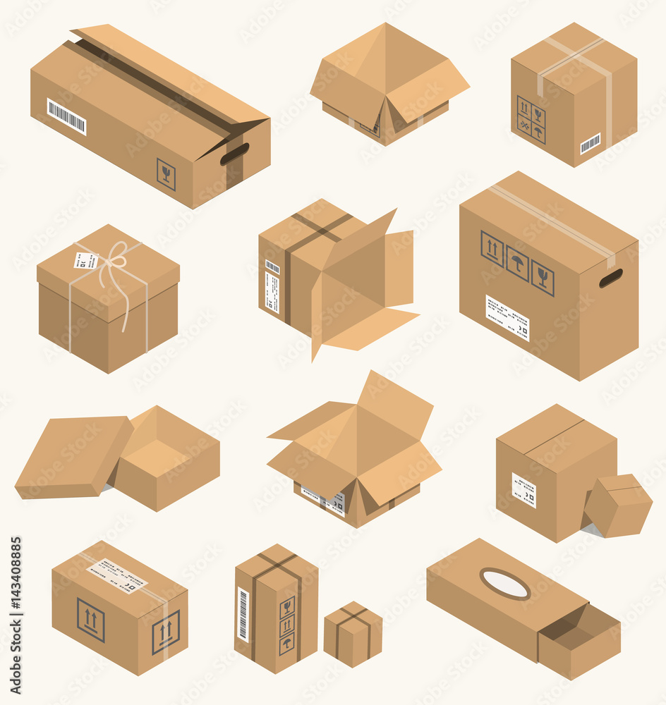 Vector illustration moving box isometric isolated. Vector illustration moving box isometric isolated.