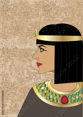 The head of the Egyptian queen on a white background