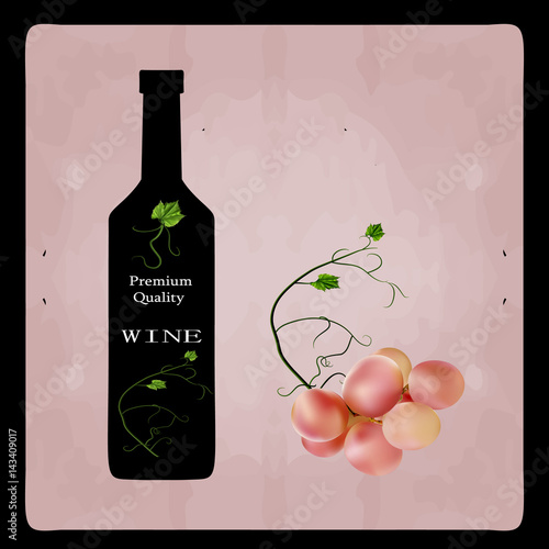 Fresh bunch of grapes. Manufacturer of fresh juices and wine. Logo.