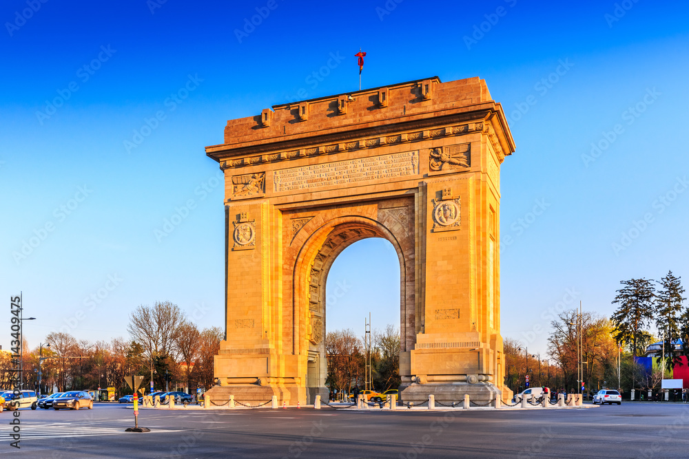 Bucharest, Romania. Arcul de Triumf ( Arch of Triumph )