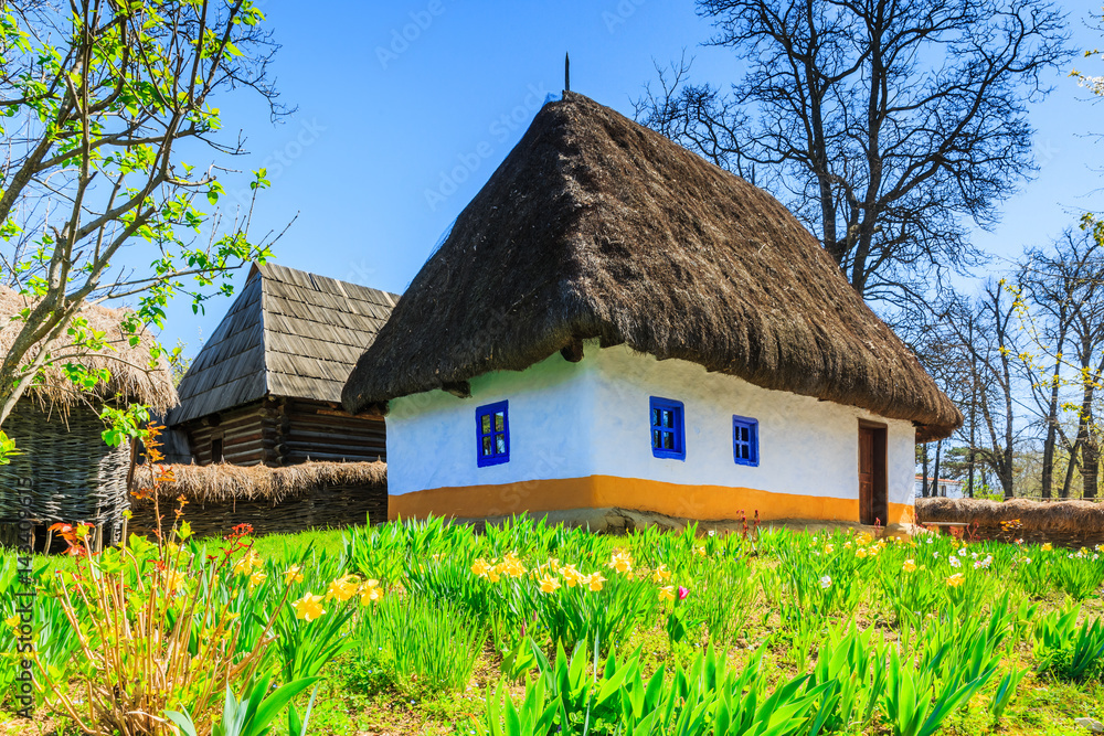 Bucharest, Romania. Old traditional house in the village museum. Bucharest, Romania. Old traditional house in the village museum.