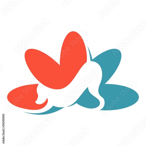 dog and lotus logo vector design.
