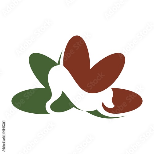 dog and lotus logo vector design.