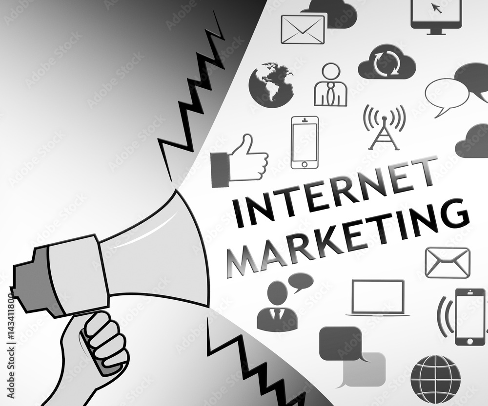 Internet Marketing Representing Emarketing Online 3d Illustration