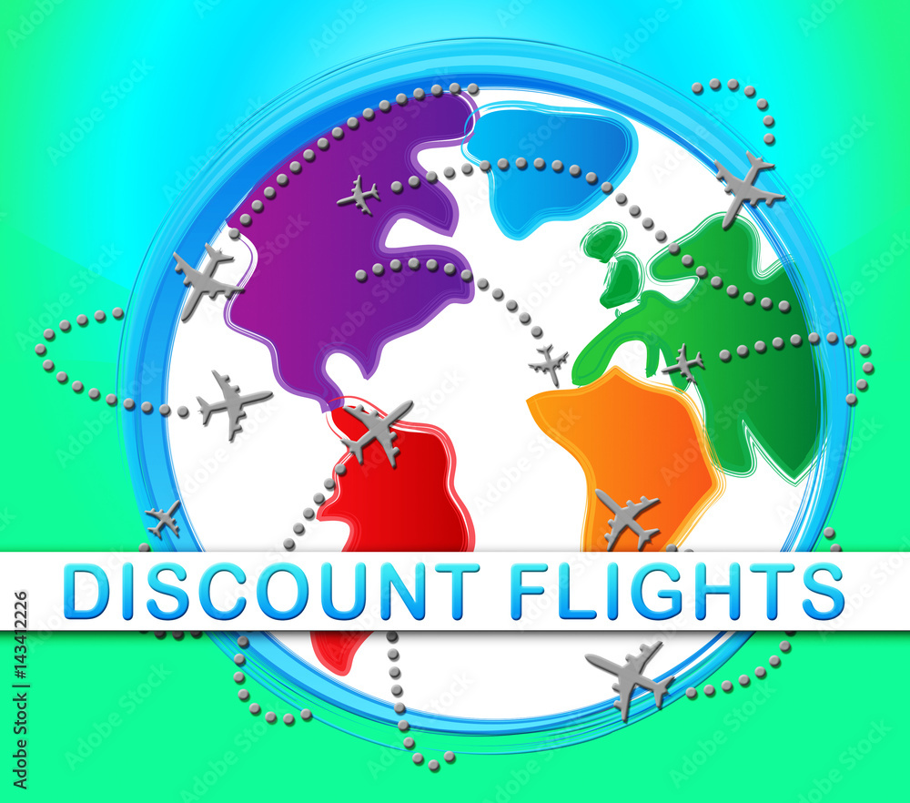 Fototapeta premium Discount Flights Representing Flight Sale 3d Illustration