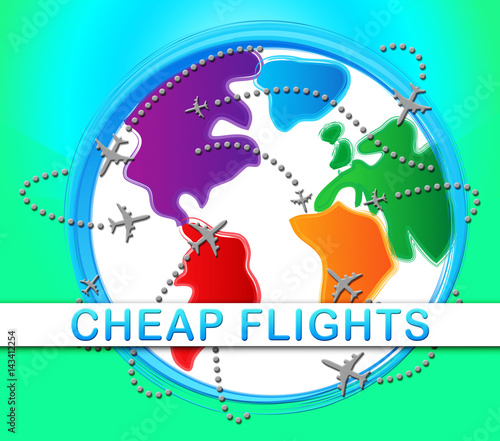 Cheap Flights Represents Low Cost Promo 3d Illustration