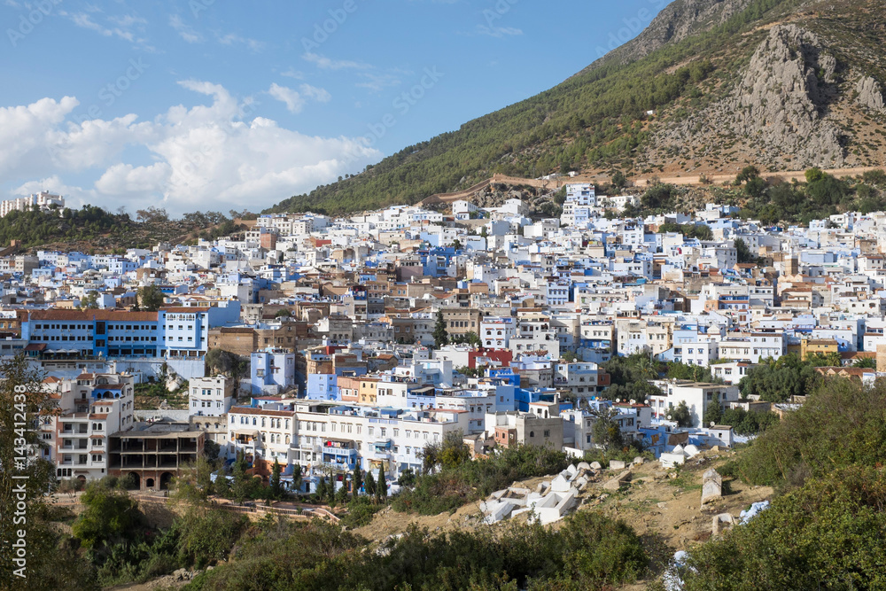 Panoramic View of Morocco's Blue City Chefchaouen