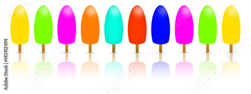 Buntes Eis am Stil in einer Reihe