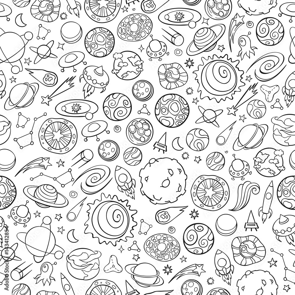 space objects doodles space objects doodles