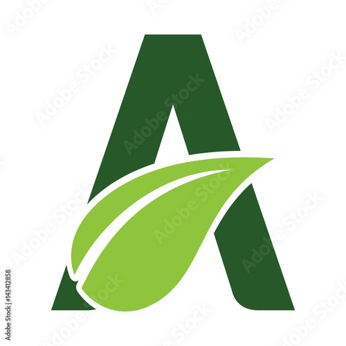 letter a and leaf logo vector.